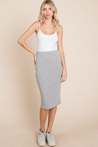 Thumbnail for BOMBOM Elastic Waist Pencil Skirt