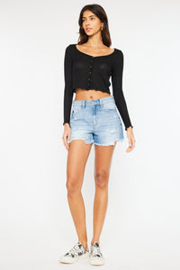 Thumbnail for Kancan High Waist Frayed Denim Shorts