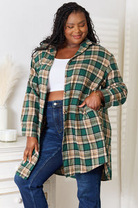 Thumbnail for Mandy Plaid Collared Neck Long Sleeve Shirt