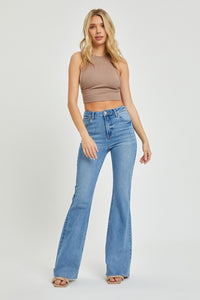 Thumbnail for RISEN Full Size High Rise Raw Cut Hem Bootcut Jeans