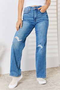 Thumbnail for Judy Blue Full Size High Waist Distressed Straight-Leg Jeans