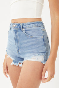 Thumbnail for Love Tree Raw Hem Cat's Whisker Denim Shorts