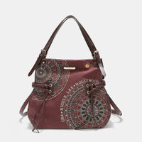 Thumbnail for Nicole Lee USA Side Braided Tassel Inlaid Rhinestone Embroidery Hobo Bag