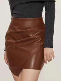 Thumbnail for Ruched Mini Skirt with Zipper