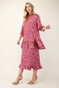 Thumbnail for Celeste Full Size Floral Ruffled Top and Midi Skirt Set