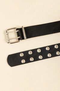 Thumbnail for PU Leather Two Row Eyelet Belt