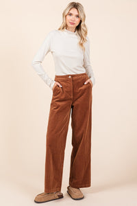 Thumbnail for Mittoshop Corduroy Back Elastic Waist Pants