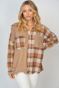 Thumbnail for White Birch Full Size Contrast Plaid Button Down Shirt