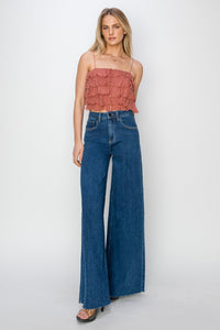 Thumbnail for RISEN High Rise Palazzo Jeans