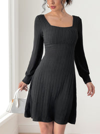 Thumbnail for Perfee Butterfly Square Neck Long Sleeve Dress