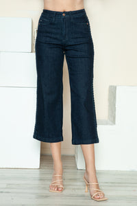 Thumbnail for Judy Blue Full Size Side Seam Braid Detail Crop Wide Leg Jeans