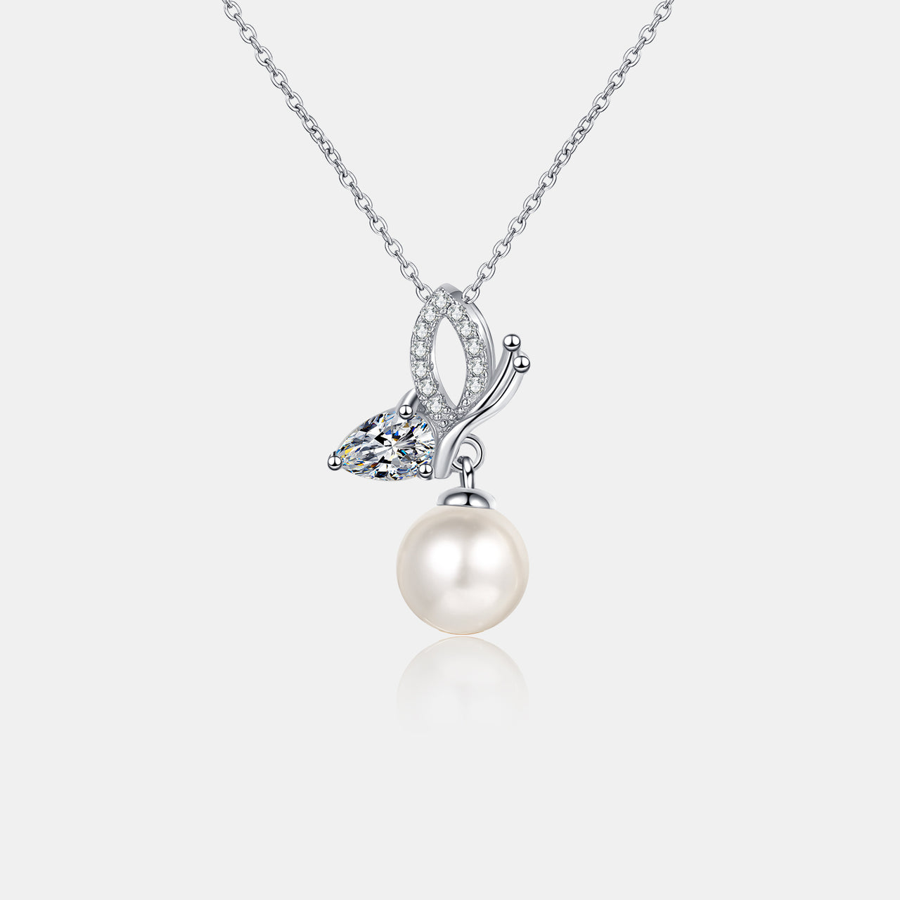 Pearl Pendant Moissanite 925 Sterling Silver Necklace