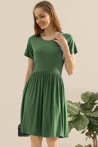 Thumbnail for Ninexis Full Size Round Neck Ruched Dress with Pockets