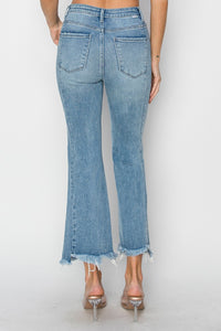 Thumbnail for RISEN Full Size High Rise Frayed Hem Flare Jeans