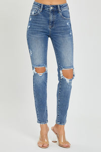 Thumbnail for Risen Full Size High Rise Knee Distressed Skinny Jeans