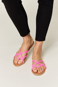 Thumbnail for WILD DIVA Crisscross PU Leather Open Toe Sandals