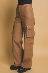 Thumbnail for Love Tree PU Leather Cargo Pants