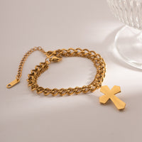 Thumbnail for Stainless Steel Imitation Gemstone Cross Shape Pendant Bracelet