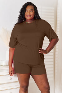 Thumbnail for Basic Bae Full Size Soft Rayon Half Sleeve Top and Shorts Set