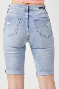 Thumbnail for RISEN High Rise Distressed Denim Bermuda Shorts