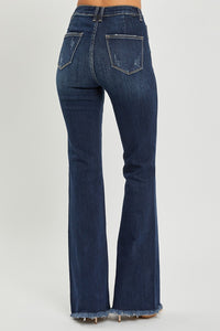 Thumbnail for RISEN High Waist Raw Hem Flare Jeans