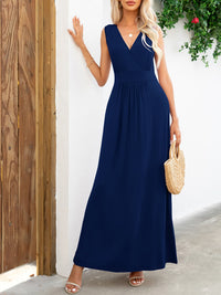 Thumbnail for Surplice Neck Sleeveless Maxi Dress