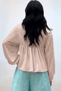 Thumbnail for Texture Collared Neck Long Sleeve Blouse