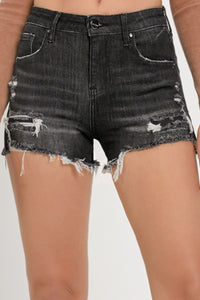 Thumbnail for RISEN Full Size Mid Rise Raw Hem Denim Shorts