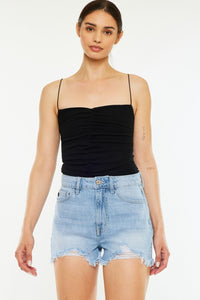 Thumbnail for Kancan Raw Hem Distressed High Waist Denim Shorts