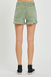 Thumbnail for RISEN Mid Waist Frayed Hem Denim Shorts