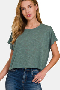 Thumbnail for Zenana Round Neck Short Sleeve Crop T-Shirt