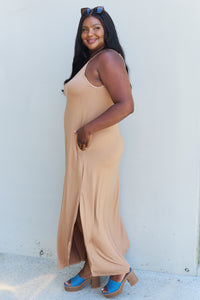 Thumbnail for Ninexis Good Energy Full Size Cami Side Slit Maxi Dress in Camel