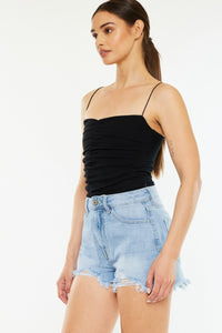 Thumbnail for Kancan Raw Hem Distressed High Waist Denim Shorts