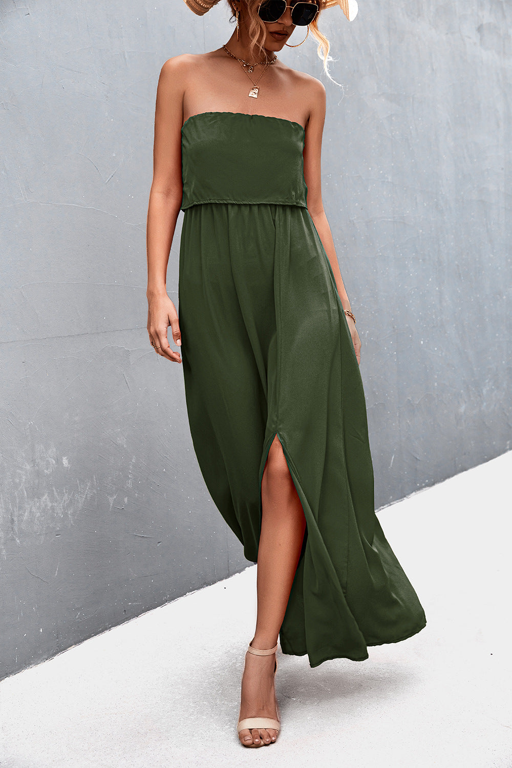 Strapless Split Maxi Dress