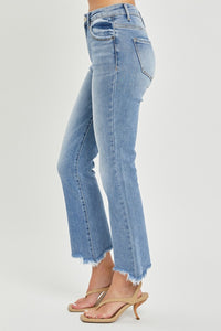 Thumbnail for RISEN Full Size Frayed Hem Cropped Straight Jeans