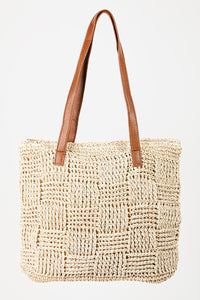 Thumbnail for Fame Braided Faux Leather Strap Tote Bag