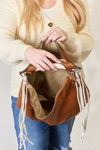 Thumbnail for SHOMICO Fringe Detail Contrast Handbag