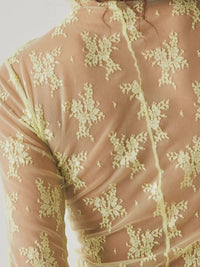 Thumbnail for Lace Mock Neck Long Sleeve Blouse