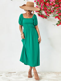 Thumbnail for Off-Shoulder Balloon Sleeve Midi Dress