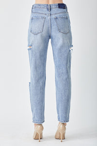 Thumbnail for RISEN Distressed Slim Cropped Jeans