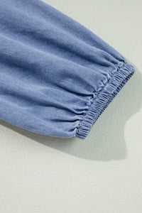 Thumbnail for Tied Plunge Three-Quarter Sleeve Denim Dress