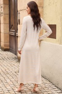 Thumbnail for Striped V-Neck Maxi Dress