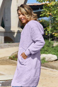 Thumbnail for Double Take Full Size Hooded Teddy Bear Jacket with Thumbholes