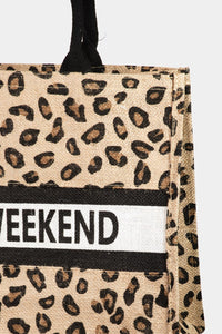 Thumbnail for Fame Letter Graphic Leopard Tote Bag