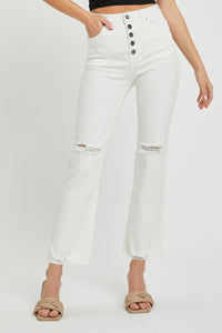 Thumbnail for RISEN  Full Size High Rise Button Fly Straight Ankle Jeans