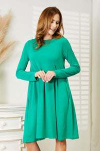 Thumbnail for Zenana Full Size Long Sleeve Flare Dress with Pockets