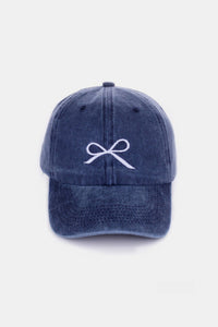 Thumbnail for Zenana Bow Embroidered Washed Cotton Caps