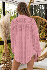 Thumbnail for BiBi Oversized Lace Shacket with Front Pockets