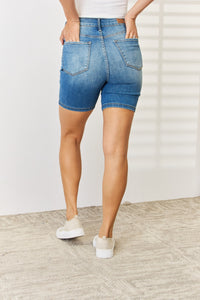 Thumbnail for Judy Blue Full Size Tummy Control Double Button Bermuda Denim Shorts