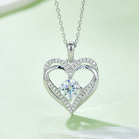 Thumbnail for 1.2 Carat Moissanite 925 Sterling Silver Heart Necklace